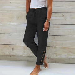 Shella™ - Pantalon décontracté en coton et lin